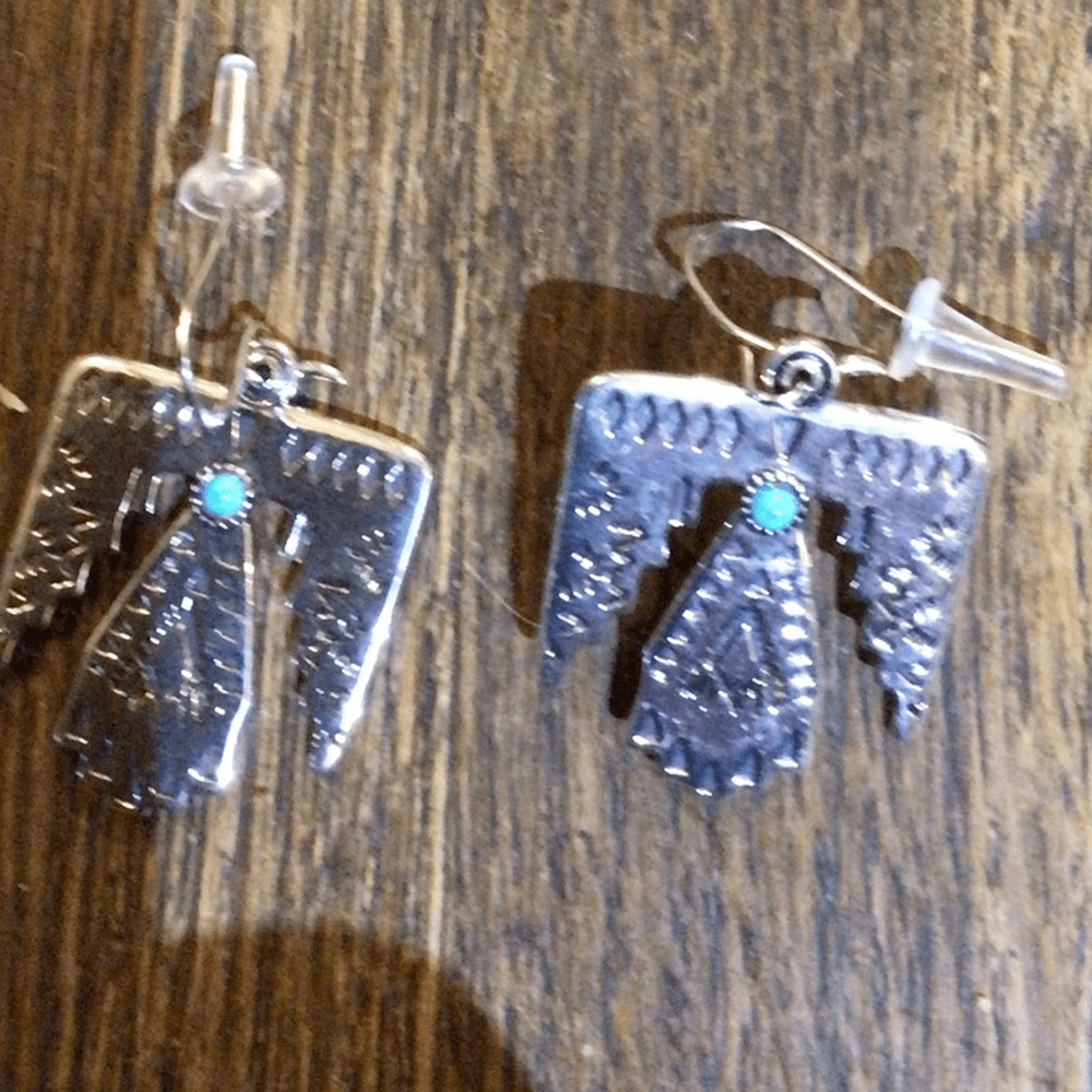 NEW! Faux Silver and Turquoise Eagle Earrings